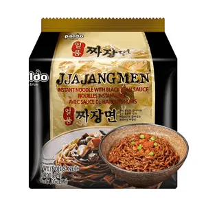 Paldo Fun & Yum Korean Jjajangmen Chajang Noodle with Black Bean Sauce, Pack of 4* 7.05oz, Traditional Brothless Chajang Ramen- Instant Pansit Food