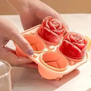 4-Grid Rose Ice Cube Mold, Multipurpose Chocolate & Jelly Mold, Essential Kitchen Accessory, Perfect Christmas Gift for Holiday Parties