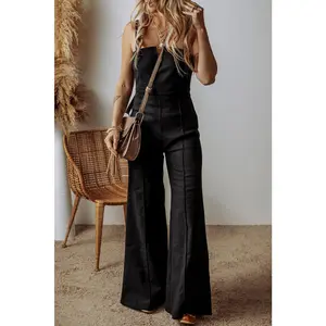 Spaghetti Straps Flare Denim Jumpsuit