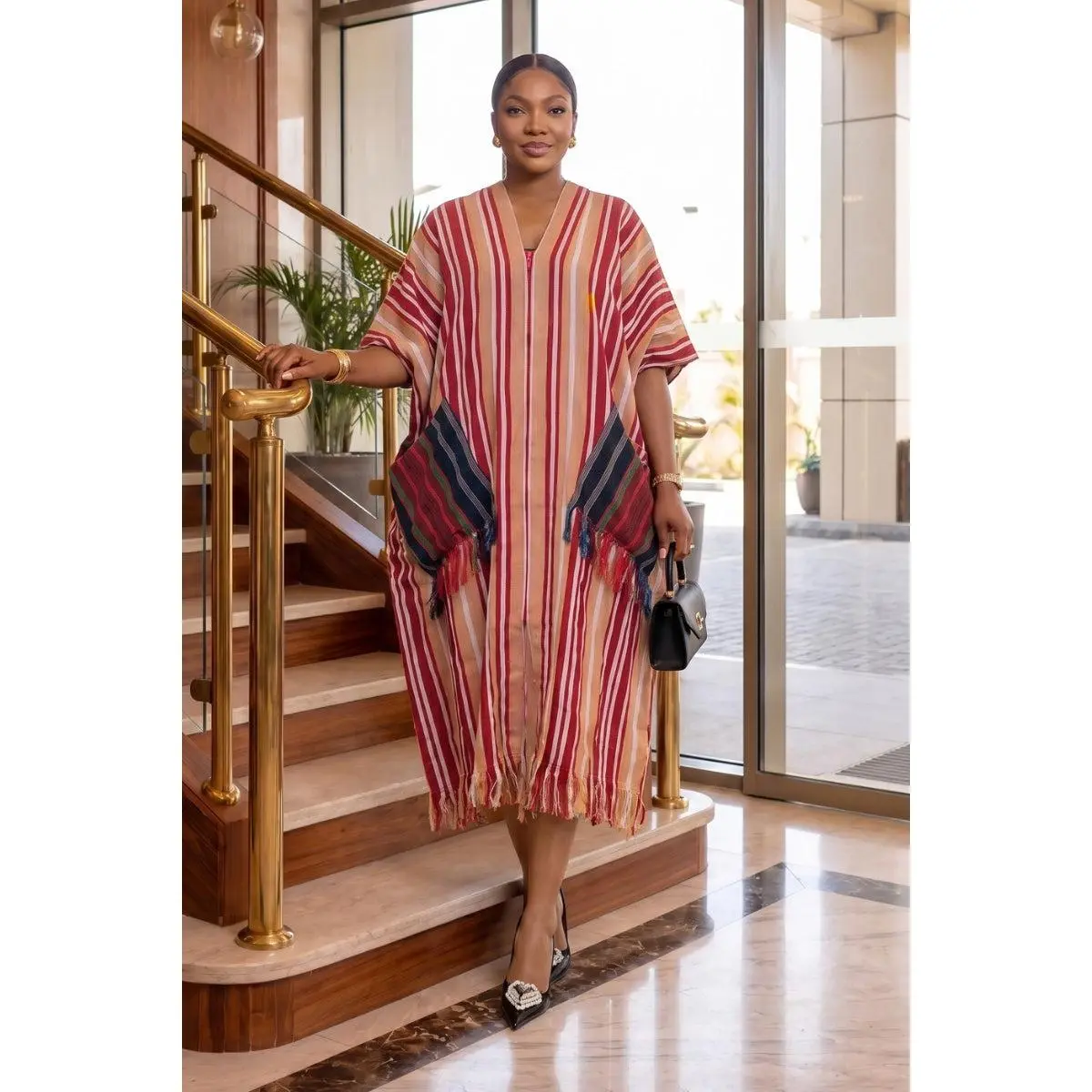 Regal Fringe Kaftan | Burgundy