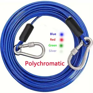 Dual-Head Locking Medium-Large Dog Training Leash, Anti-Bite Durable Steel Wire Rope, Indoor/outdoor Use, Ideal for Camping & Laundry