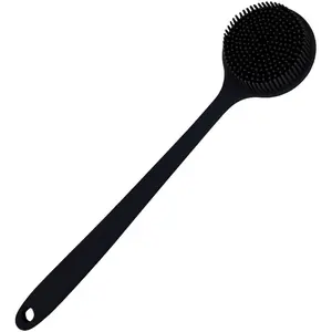 Long Handle Silicone Body Scrubber for Shower, Dual-Sided Back Scrubber Brush with Soft Bristles&Massage Nodes, Exfoliating Bath Brush for Hard to Reach Areas, Easy to Clean & Quick Dry, for Daily Use
