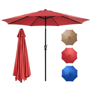 HomeSquad Outdoor Patio Umbrella with 8 Sturdy Ribs, Outdoor Table Parasol with Push Button Tilt and Crank Garden Terrace Deck Balcony Poolside Umbrella