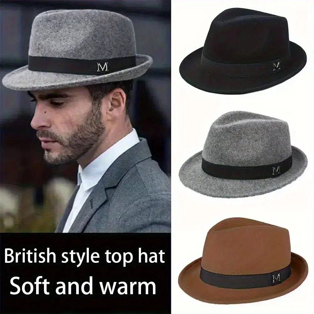 Unisex Wool Fedora Hat Retro British Style Fashion Cowboy Hat Classic Vintage Headwear For Men Women Casual Street Outfit Party Photoshoot Elegant Matching Accessory Ideal Holiday Gift