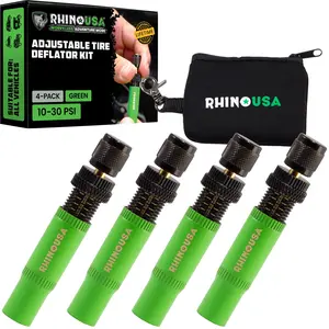 Rhino USA Adjustable Tire Deflator Kit (10-30 PSI) Ultimate Screw-on Automatic Tire Deflators, Quick & Easy Air Down System for The Trails (4Pack)