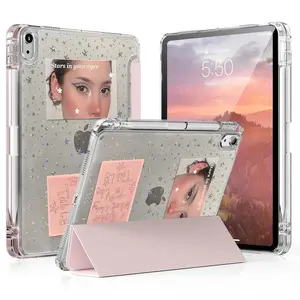 Case for iPad A16 11th Generation 11 Inch 2025, iPad 10th Generation 10.9 Inch 2022, Hybrid Protective Cover with Pencil Holder, Clear Transparent Back Shell Anti-Yellowing Durable Case
