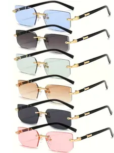 2k Unisex Frameless Sunglasses with Unframed Design for Beach and Driving, Trendy Summer Fashion Accessories for Streetwear Style, Trendy Beach Eyewear