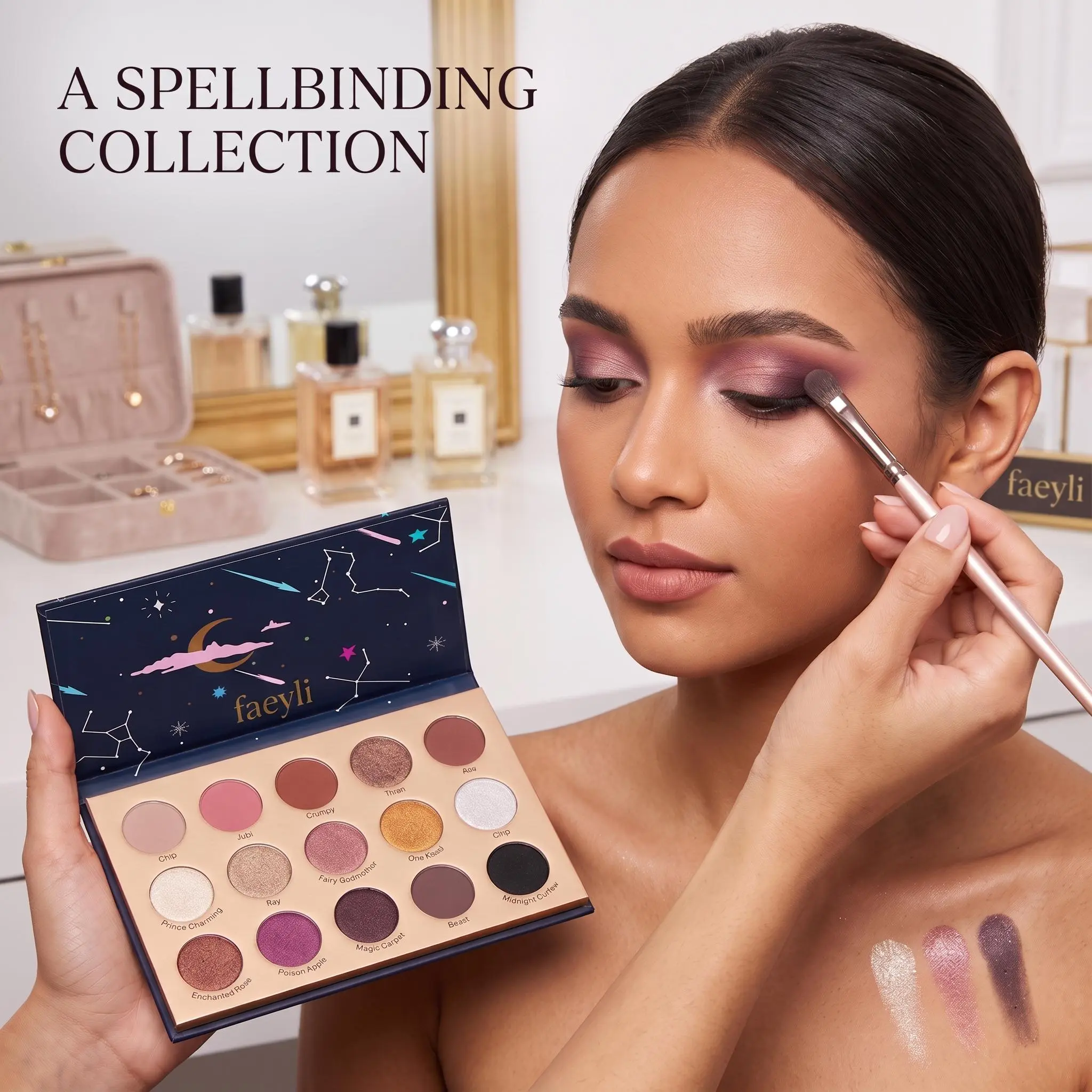 Starry Sky  Palette, Earth Tone, Matte-Shimmer-Glitter Finish, High Pigment, Long Lasting, Blended, Pansexual Flag Themed Eye  Palette muted