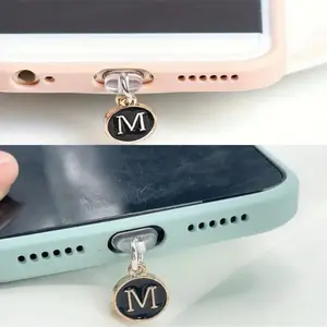 Creative Letter Design Dust Plug Phone Charm, 2 Counts Aluminum Alloy Phone Charge Port Anti Dust Plug, Fashion Durable Mobile Phone Decoration Accessories for Women & Girls, Cellphone, Phone Lanyard, Smartphone Accessories