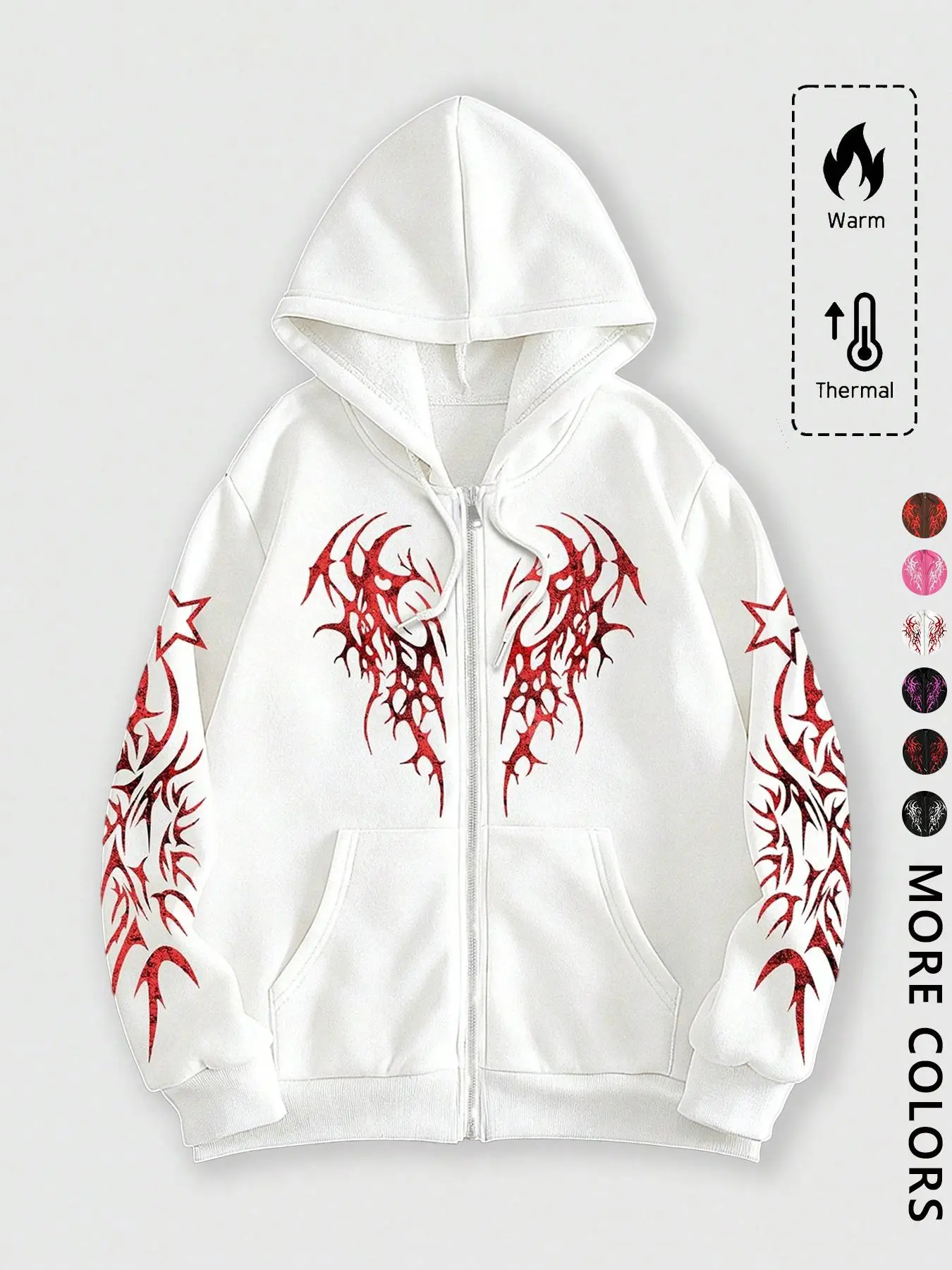Gothic Rune Print Hooded Zipper Cardigan Sweatshirt, Drop Shoulder Hoodie, Gothic Printed Hoodie, Gothic Rock Hoodie, Gothic Style Hoodie, Unisex Streetwear Fall & Winter, Y2K Trendy Fashion, Men's Gift, Sports Gym Outdoor School, Hoodie Print Hoodies