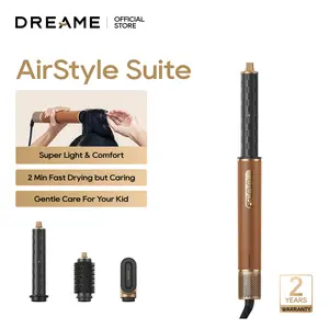 DREAME AirStyle Suite Hair Styler & High-Speed Dryer, 110,000 RPM Motor, 3 Essential Snap-On Attachments for Curling, Volumizing & Fast Dry, Frizz Control, Cool Shot, Luxury Leather Travel Bag
