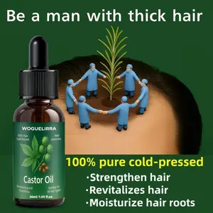 30ML Hair Essence Oil, Contains Castor & Ginger Oil, Suitable for All Hair Types, Volumizing & Strengthening, Moisturizes Scalp, Nourishes Hair