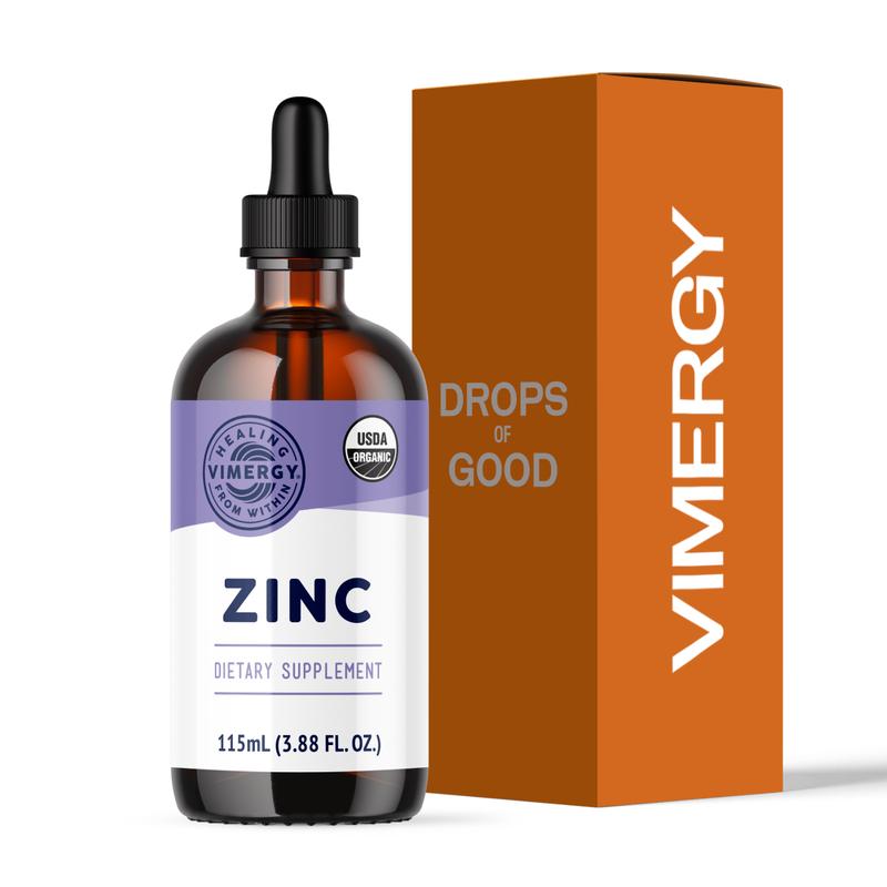 VIMERGY Organic Liquid Zinc 55-240mL – Fast-Absorbing Immune Support* – Promotes Healthy Bones & Skin – USDA Certified Organic, Vegan, Non-GMO | Bioavailable Healthcare