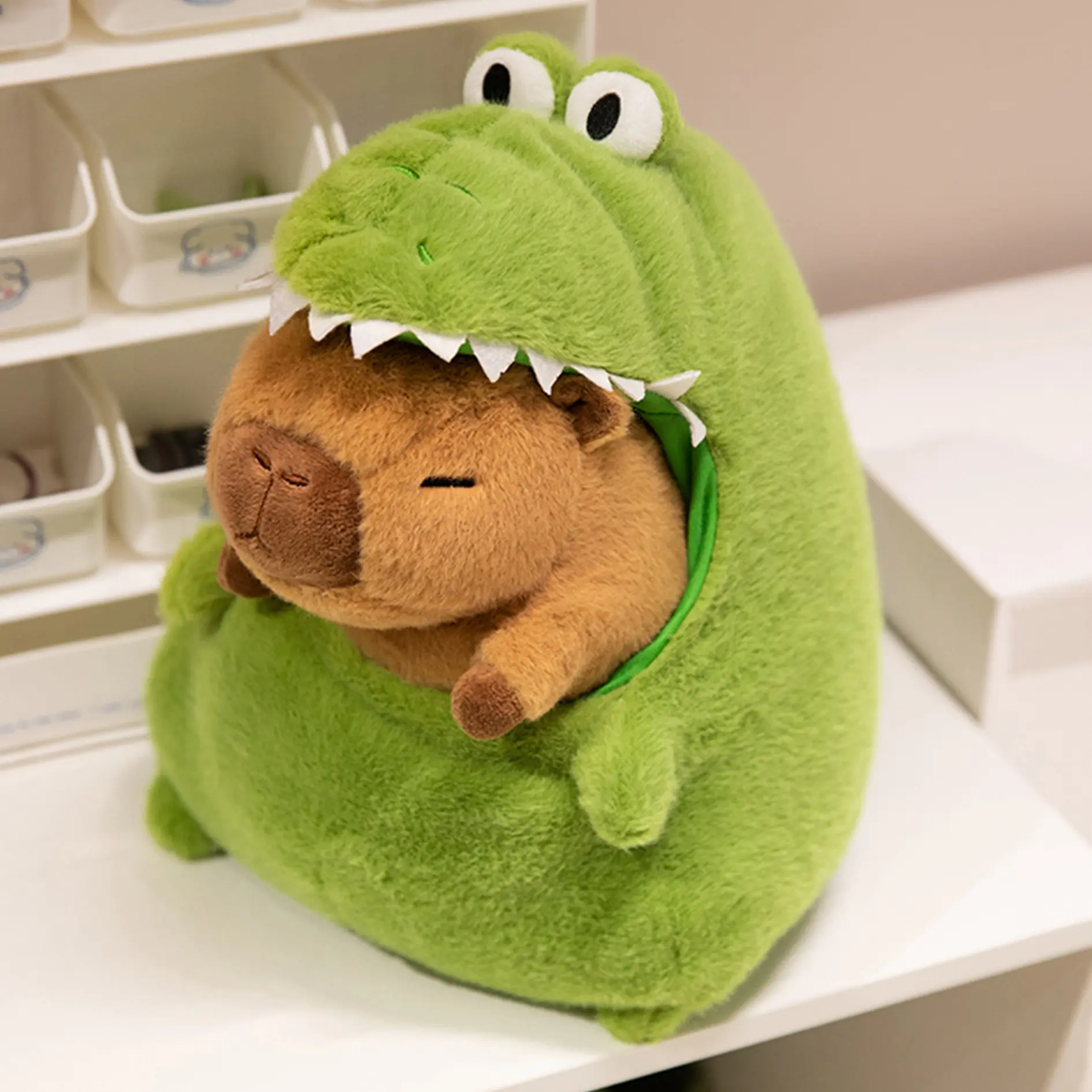 30cm Crocodile Capybara Plush Toy, Cute Soft Adorable Stuffed Doll, Cartoon Alligator & Capybara, Home Decor, Christmas Gift, Unisex, Cute Animal Design