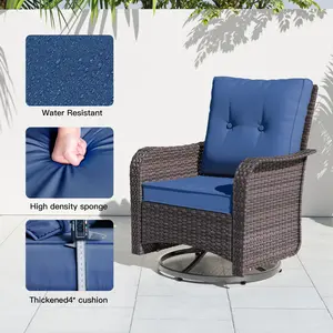 Kullavik 3Pcs outdoor chair set,ratten swivel rock chair for patio garden,pool