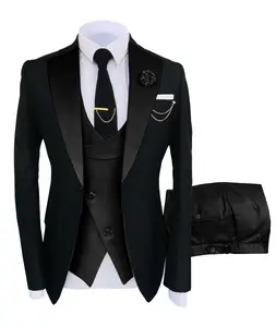 Men's 3-Piece Suit Set - Double Breasted Blazer, Vest & Pants for Weddings and Formal Events Casual Suit Wedding Suit Pocket Suit Men's Three-Piece party suits business casual Tuxedo