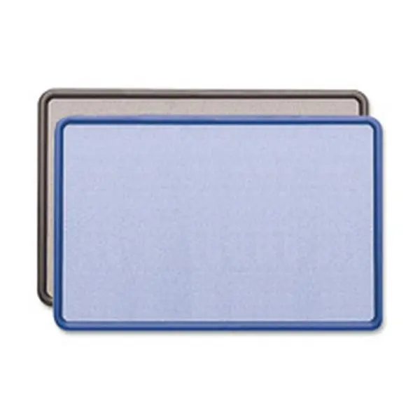 Office Fabric Covered Tack Board, 48in x 36in, Light Blue-Navy, Wall Mount, Easy-to-Use Mounting System, Eliminates Pin Holes, High-Density Fiberboard