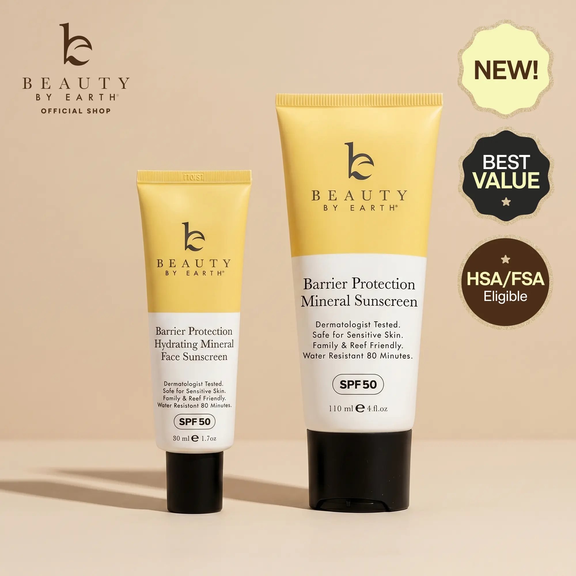 Beaut by Earth Barrier Protection Mineral Sunscreen Duo (SPF 50) - No white cast Daily Hydrating Lightweight sunscreen Beaut by Earth Barrier Protection Mineral Sunscreen Duo (SPF 50) - No white cast Daily Hydrating Lightweight sunscreen
