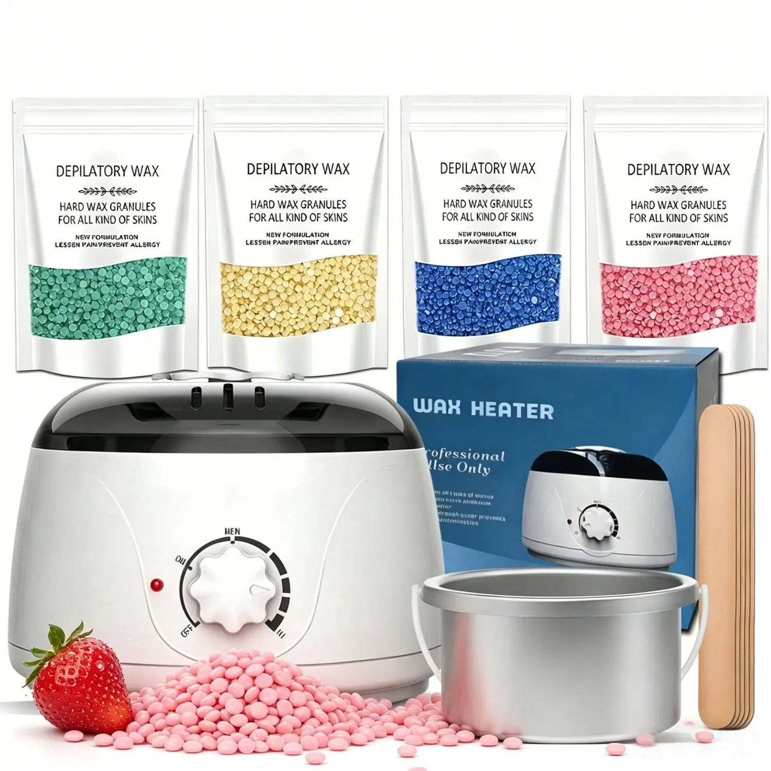 Digital Hair Removal Waxing Kit for Women Men Hot Wax Warmer for Face Brow Body