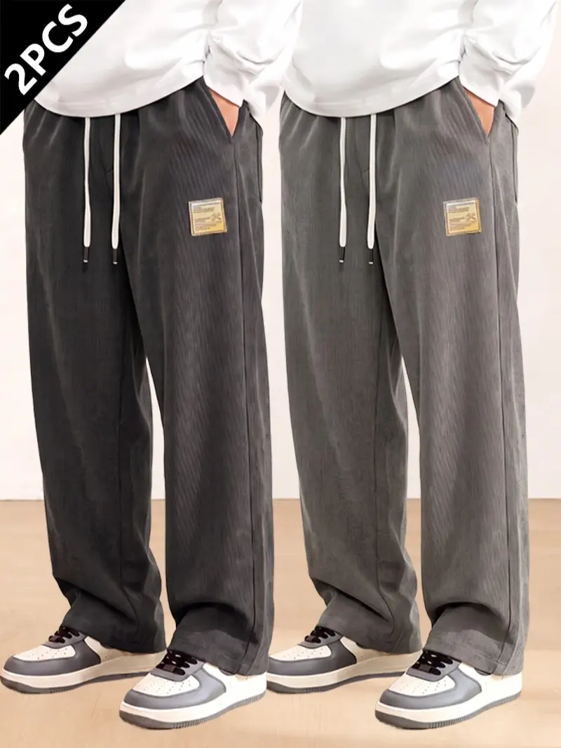 Clean Gent Men’s Flannel Workwear Pants – Two-piece set with multiple pockets, casual loose fit, drawstring waist – available in various colors; a perfect gift for everyday wear, dates, and outings—great as a surprise for sons, family, and friends.