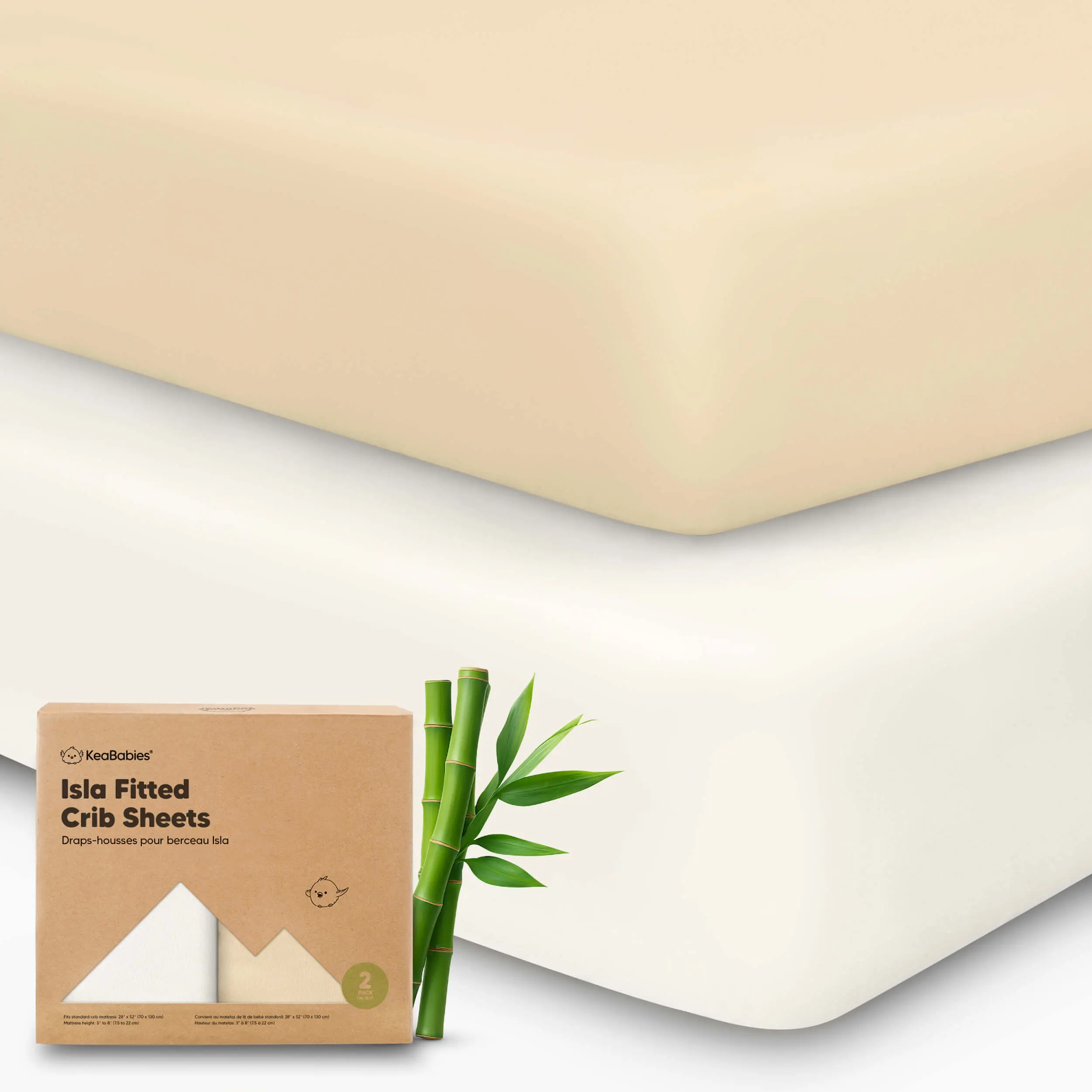 KeaBabies 2-Pack Baby Crib Sheets for Boys, Girls - 52x28 Viscose Derived from Bamboo Toddler Bed Sheets Neutral, Fitted Crib Mattress Cover for Standard Baby Bedding, Soft & Cozy