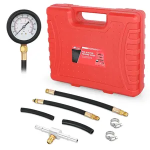 Nilight 9pcs 0-100 PSI Fuel Injection Pump Pressure Gauge Petrol Engine Diagnostic Tester Kit, Brass Parts, Dual-Scale