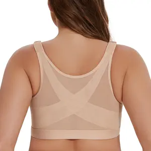 MELENECA Women's Front Closure Bralette Post Surgery Plus Size Back Everyday Support Posture  Bra  Beige Straps TikTokShopBlackFriday