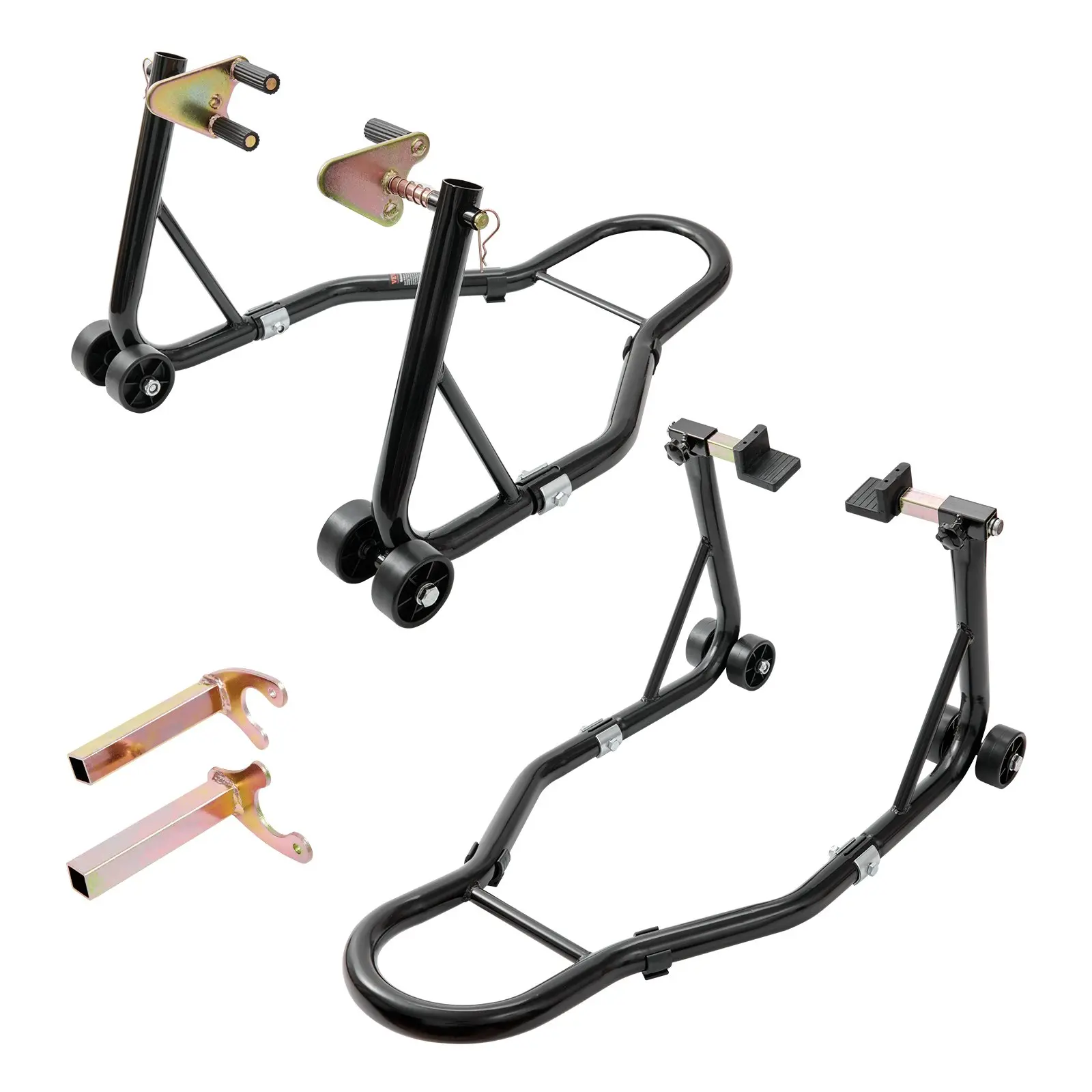 【summerfinds】VEVOR Motorcycle Stand, motorcycle stand for front and rear wheel, 850 lbs Combo Lift Stand with Dual-Fork Front & Swingarm Spool Rear for Yamaha Honda Kawasaki Suzuki Sportbikes - Red