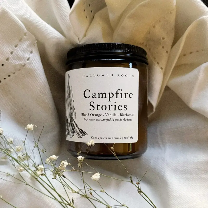 Campfire Stories Candle- Blood Orange, Smoky Woods & Vanilla- Coconut Wax- Hand-Poured, Small Batch