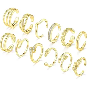 12Pcs Toe Rings for Women Non Tarnish 14K Gold Silver Set Simple Cute Open Adjustable Band Hawaiian Beach Summer Foot Jewelry Bracelet, Non Tarnish Jewelry