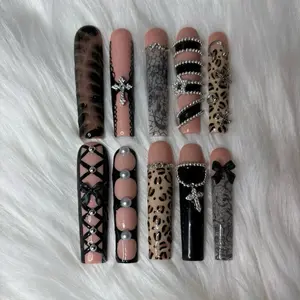 Cheetah Print Set - XXXL press-on nails with glue, nail filer, and cuticle pusher included.