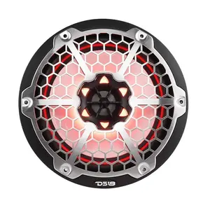 DS18 DS-NXL-8M/BK HYDRO 8-Inch 2-Way Waterproof Marine Speaker Systems, Integrated RGB LED Lights, Mesh Grille, 375W Black Unit with Waterproof Subwoofer, Mid-Range Loudspeaker, Single-Din Speaker, Subwoofer Cone, Waterproof Subwoofer Speaker