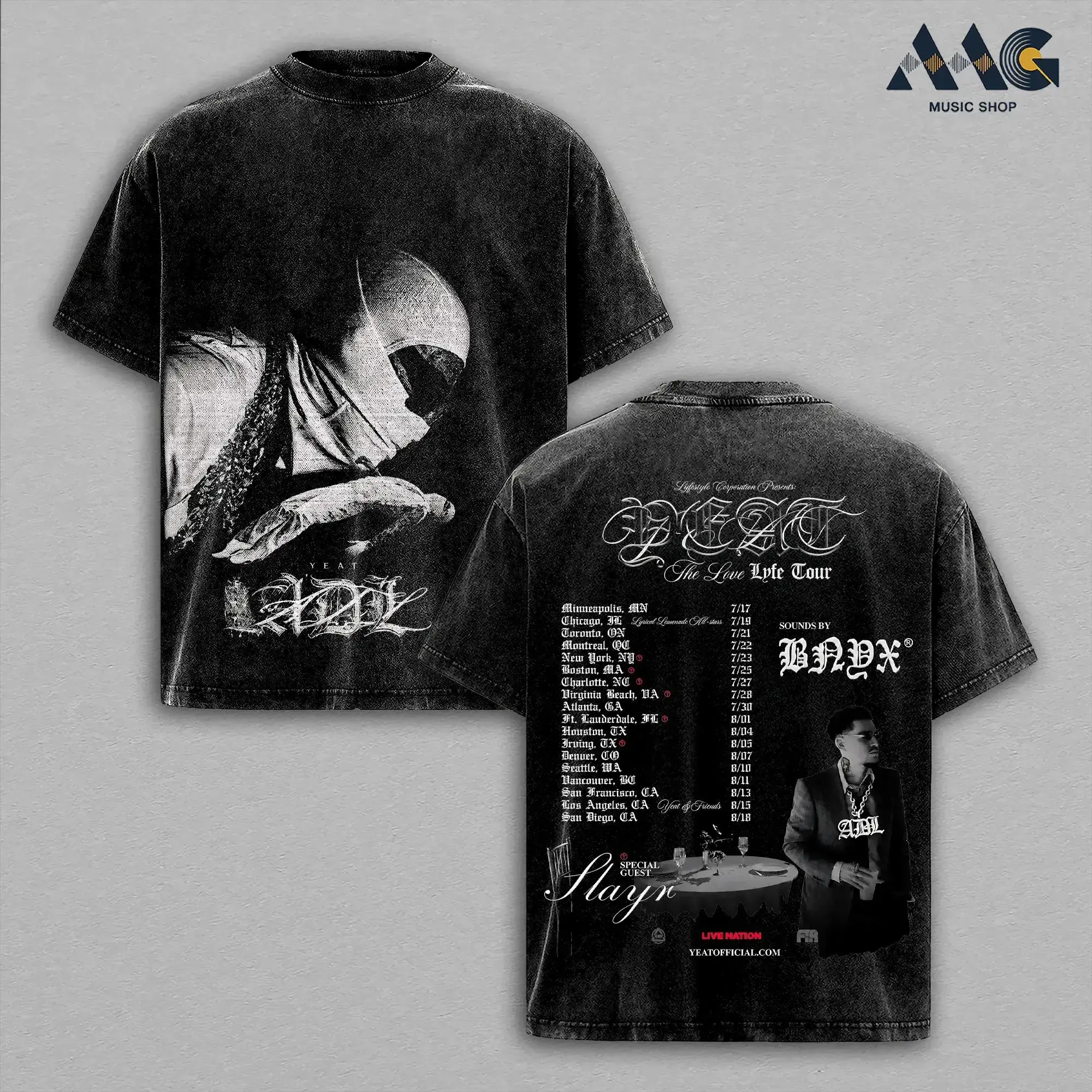 Vintage "YEAT" Graphic T-Shirt Oversized Afterlyfe Tour Style, Vintage Masked Portrait Print Streetwear Crewneck Soft Cotton Unisex Casual Shirt