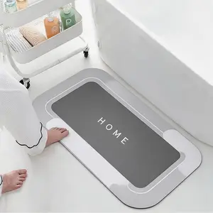 3PCS Absorbent Bath Mat Set - Quick-Drying Non-Slip Rubber Backed Rugs, Black Bathroom Kitchen Mats Made Of Diatom mud/TRP