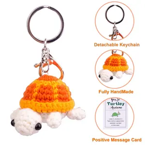 Crochet Turtle Keychain Handmade Knitted Craft Gift