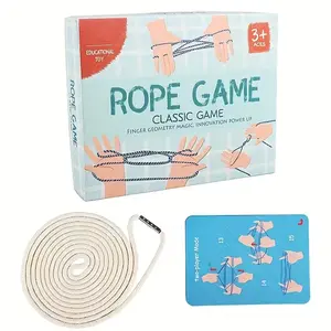 Adult Classic Rope Game, Enhances Finger Flexibility, Coordination & Fine Motor Skills, Interactive Educational Toy, Includes 10 Dual-Sided Cards & Answers