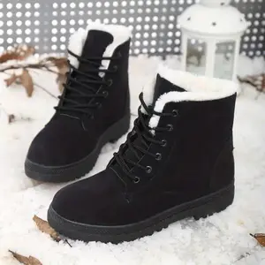 Women Winter Boots Snow Warm Cotton Fur Lined Winter Shoes Lace Up Comfortable Non Slip Ankle Platform Boots Outdoor