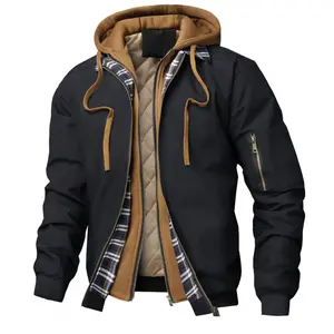 Men's Autumn/Winter Quilted Cotton Sweatshirt Hooded Two-Piece Jacket for Warm Comfort and Style