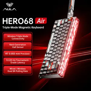 Aula Hero68 Air Magnetic Axis Keyboard, RGB Gaming Keyboard, 3-Mode Connection, 68 Keys, RGB Neon Backlight, 8khz Response Rate, Compatible with Windows/MAC