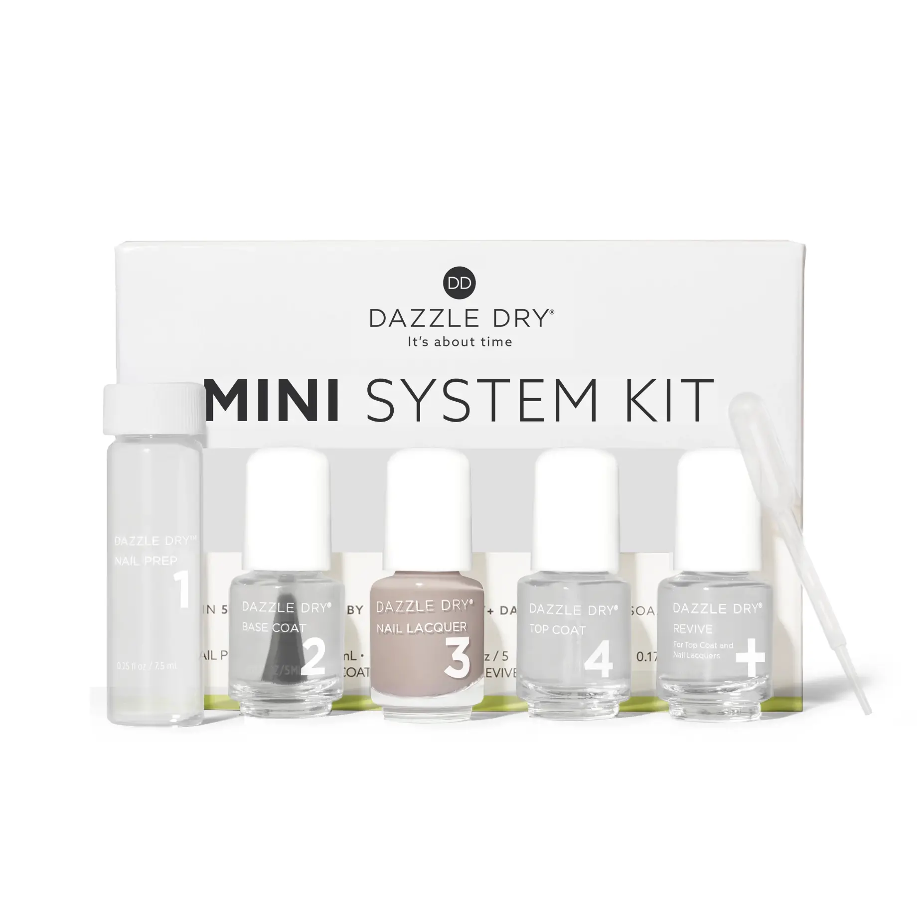 Dazzle Dry Timeless Neutrals Mini Kit | 5-Piece Long Wear, Chip-Resistant Nail Polish Kit | 4-Step System Nail Lacquer