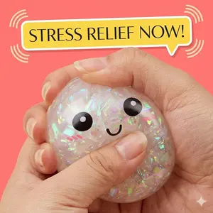 Glittery Expressive Dumpling Squishy, Soft TPR Fidget Stress Relief Toy, Calming Sensory Squeeze for Focus, Cute Kawaii Aesthetic Desk Accessory, TikTok Viral Gift Idea for Students and Kids