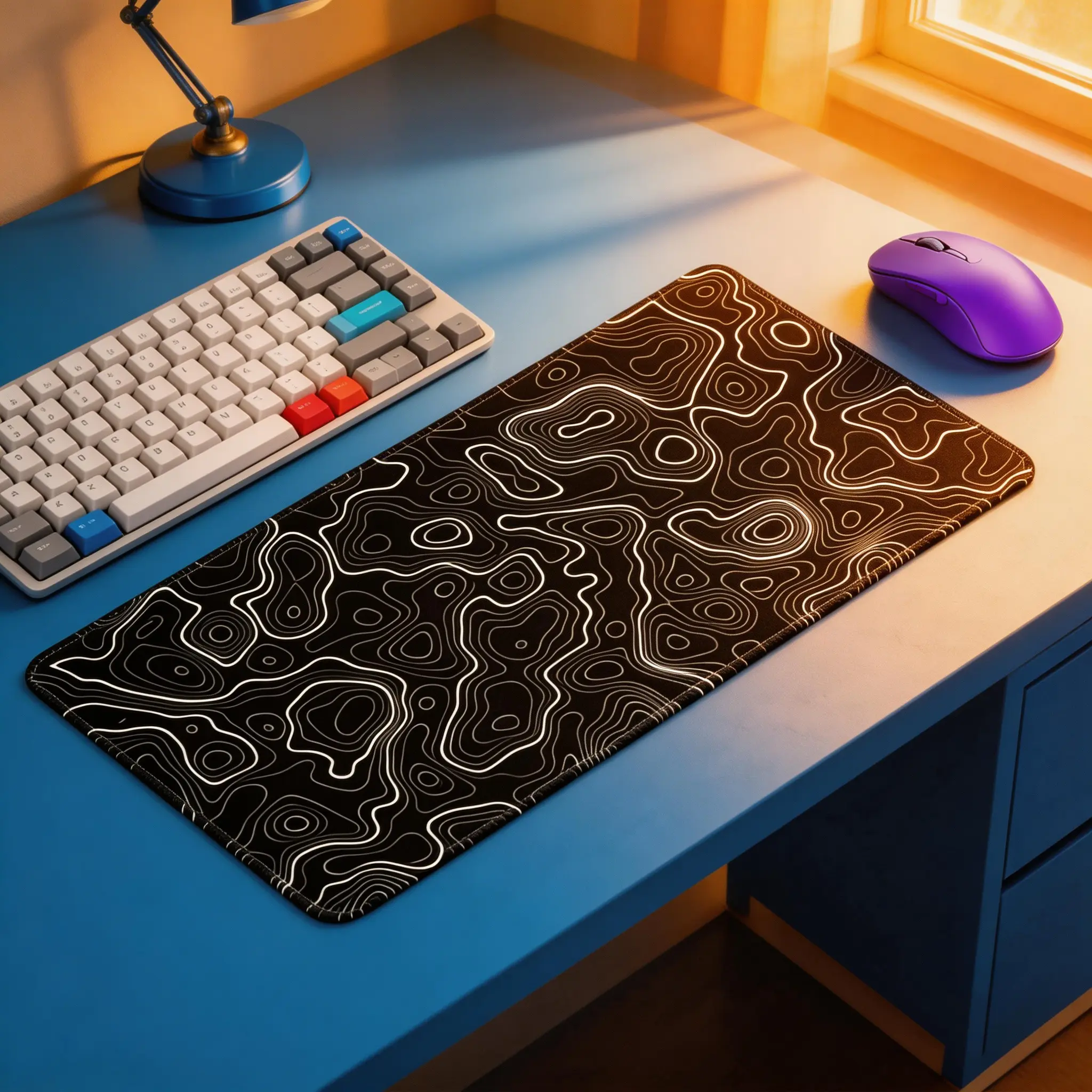 Abstract Geometric Large Area Mouse Pad - Extended Desk Mat for Gamers/Office, Durable Stitched Edges, Non-Slip Rubber Base, Desk Supplies, Computer Accessories, Aesthetic Decor Essentials Aesthetic Desk Accessories Office Essentials Desk Decor