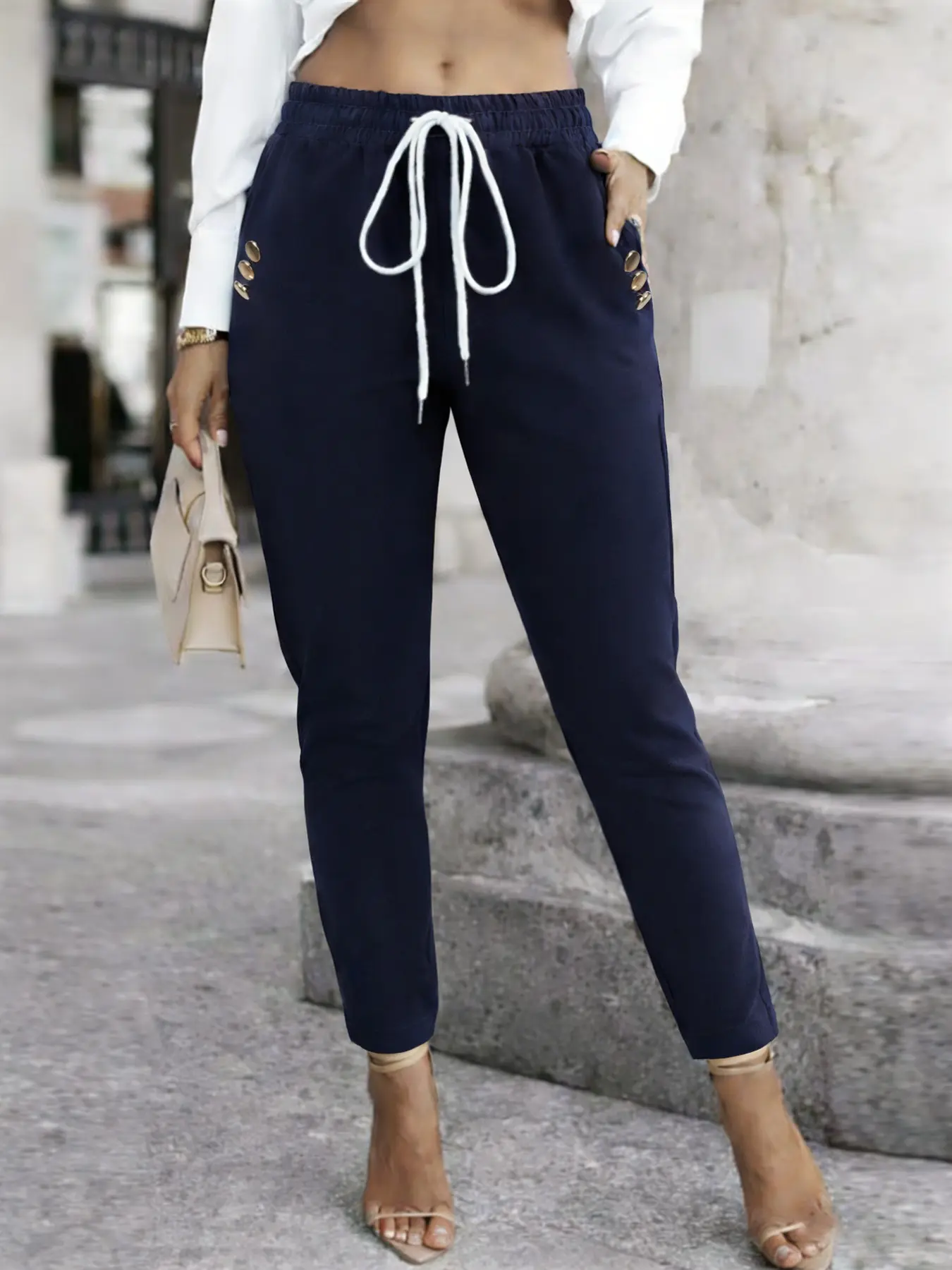 Women's trousers, comfortable and stylish women's long Adjustable Drawstring trousers, suitable for everyday wear and travel, Pants Fit