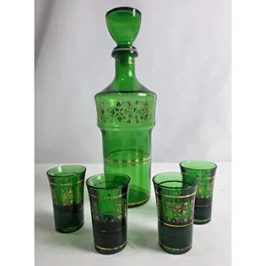 Vtg. Italian Green Barware Set