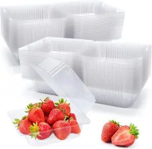 100 Pack Clear Plastic Take Out Container,Square Hinged Food Container,Dessert Clamshell Containers with Lids for Hamburgers,Cakes,Sandwiches,Pasta,Chips