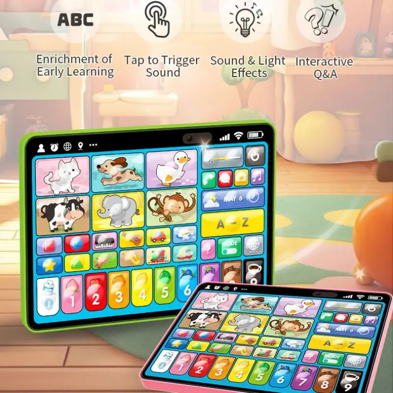 Toddler Touch Learning Tablet, Multilingual Educational Toy, Interactive Montessori Play, 12-18 Months, English Spanish French, Phonics Learning Pad, Learning Entertainment Tablet, Toddler Tablets