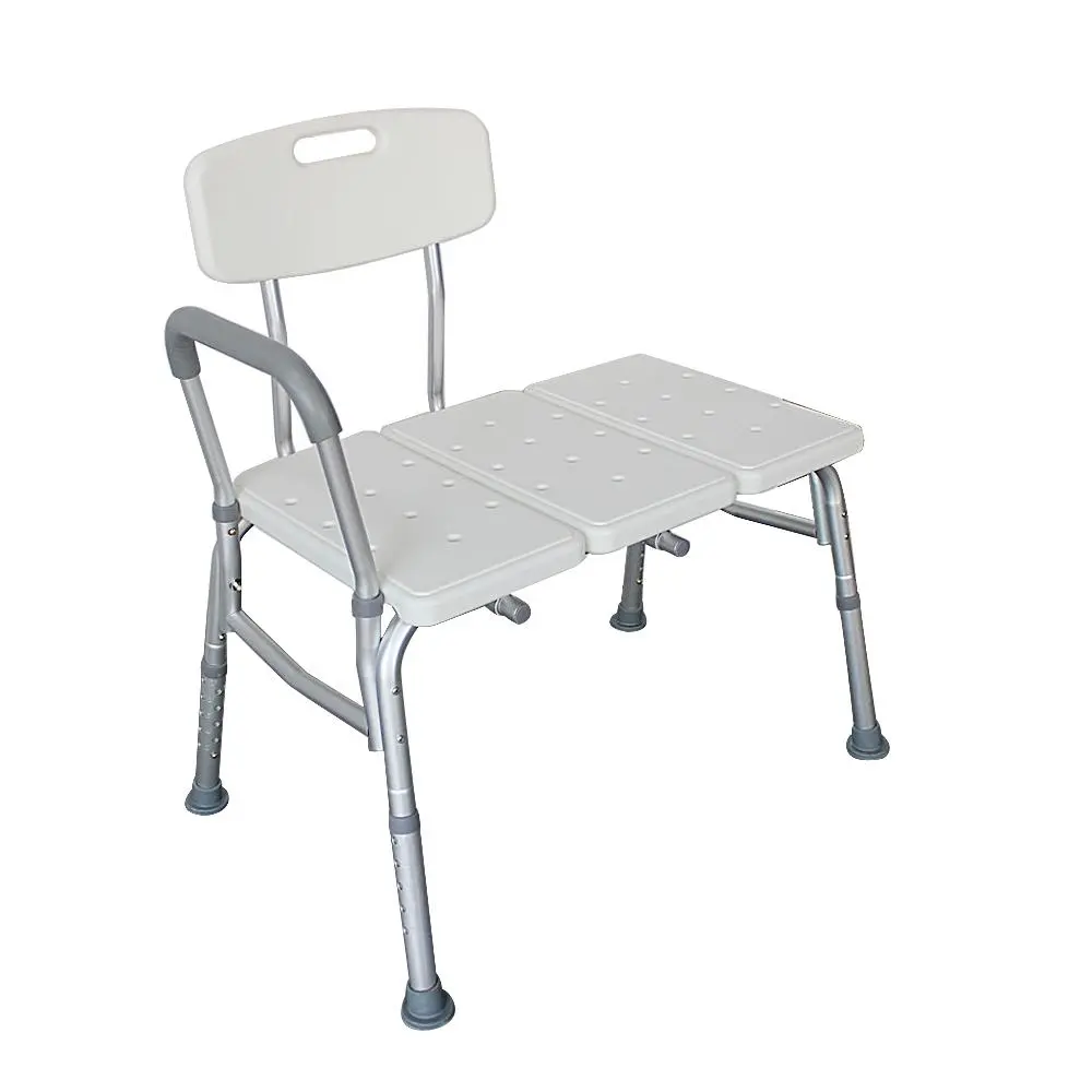 FCH Medical Bathroom Safety Shower Tub Aluminium Alloy Bath Chair Transfer Bench with Wide Seat & Padded Handle White