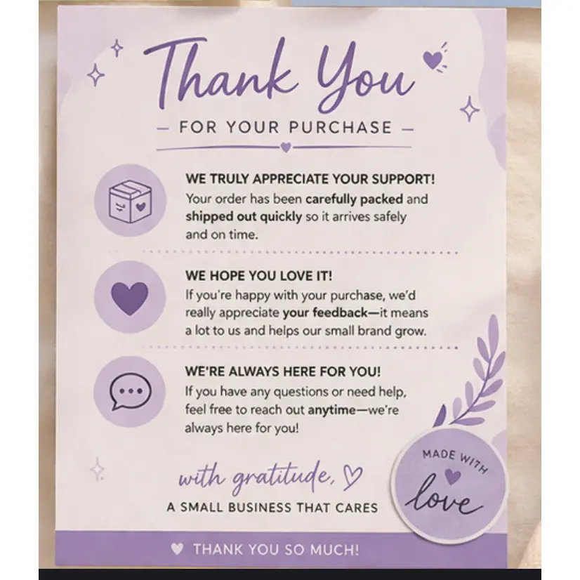 Thank you for your purchase—we appreciate you.