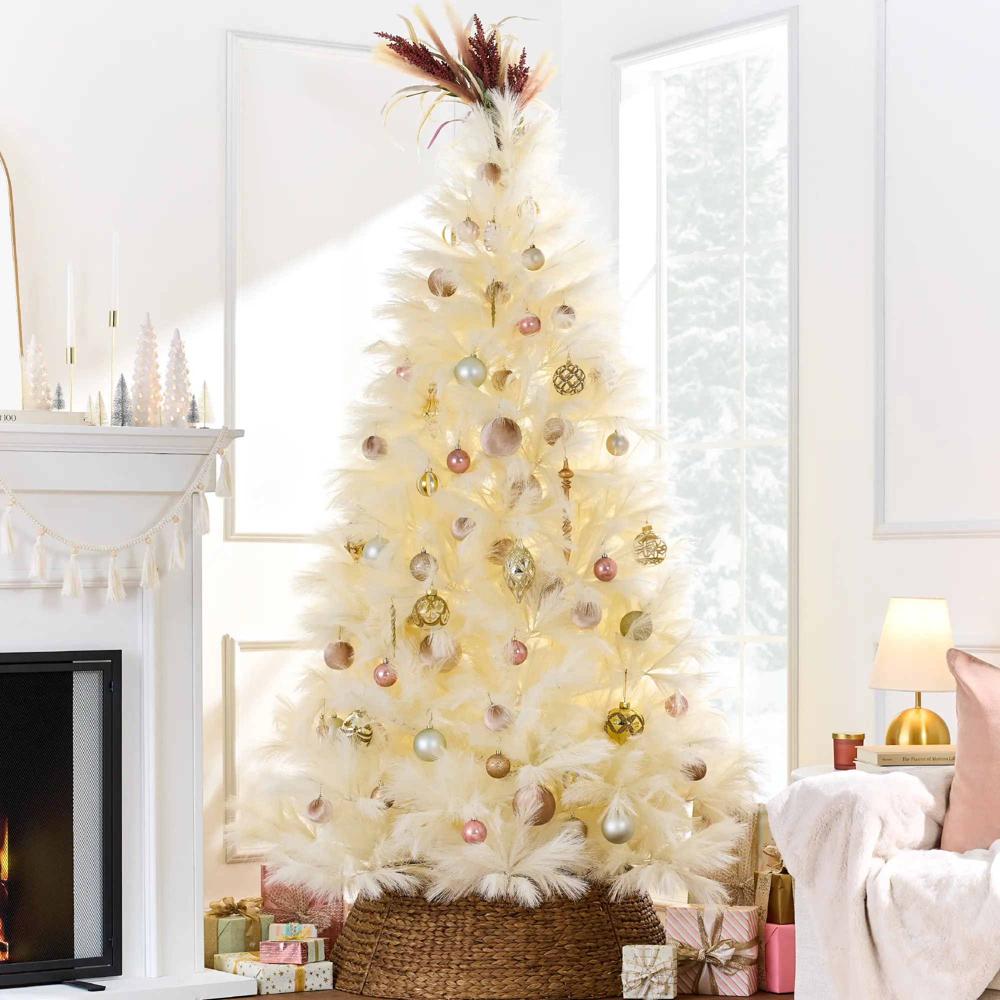 Best Choice Products Premium Artificial Pampas Christmas Trees, Multiple Colors & Sizes, Holiday Décor with Foldable Metal Base