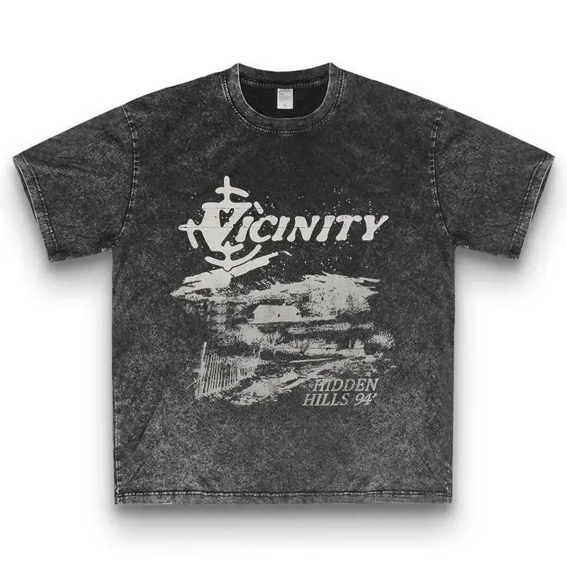 Vintage-Inspired Vicinity Graphic Tee Casual Y2K Street Fashion Loose Fit Women's T-Shirt 100% Cotton Knit Fabric All-Season Alphabet Print Round Neck Short Sleeve Love Sweatshirt - Womenswear